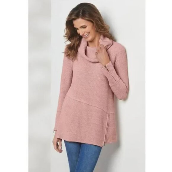 Soft Surroundings Puma pink cowl neck tunic sweater top M - Picture 1 of 11